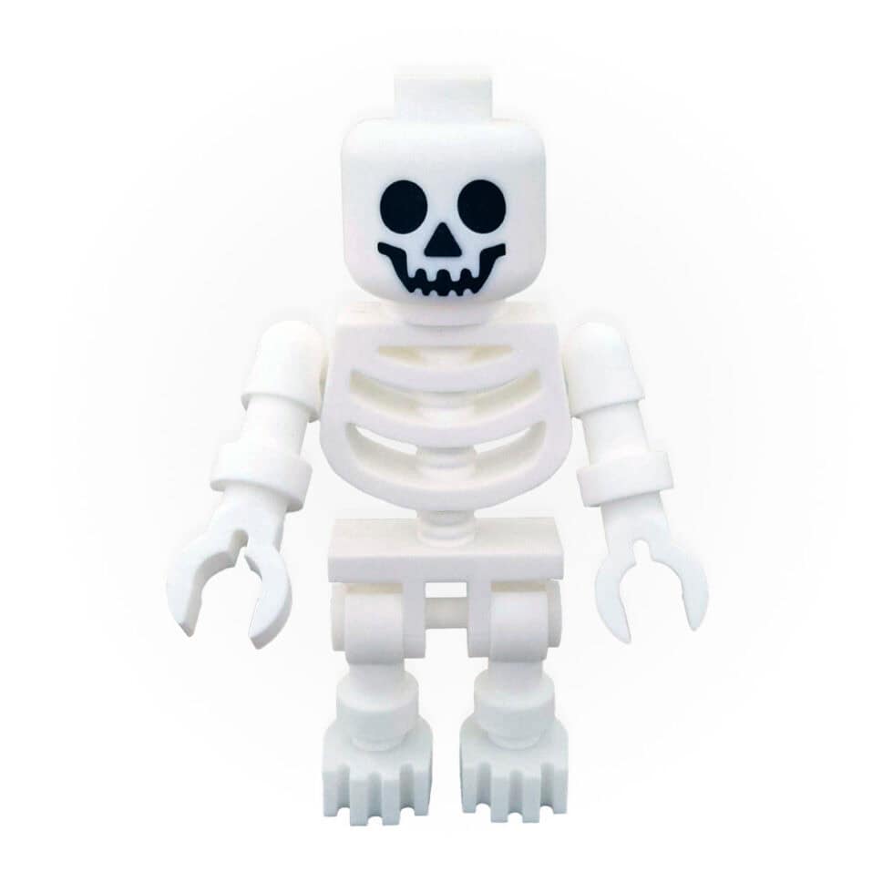 Skeleton maxifig, front view, by Mr3Dprintz, available at Infinite Brick