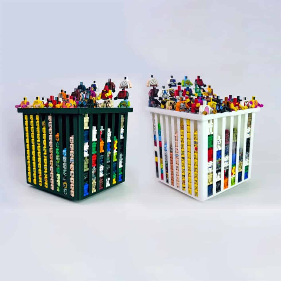 Black and white LEGO minifigure organizers by FigFix, available at Infinite Brick