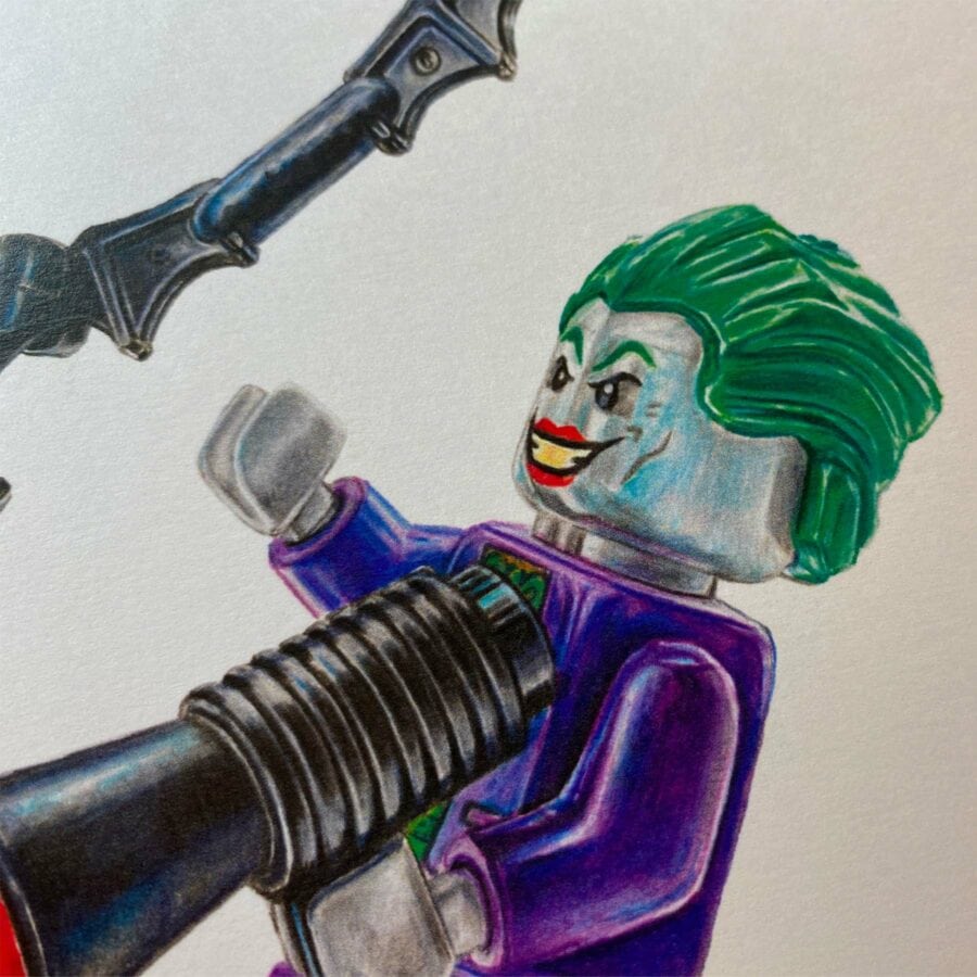 LEGO Batman and Joker Minifigures Hand-Drawn Art Print - Limited Edition - Image 3