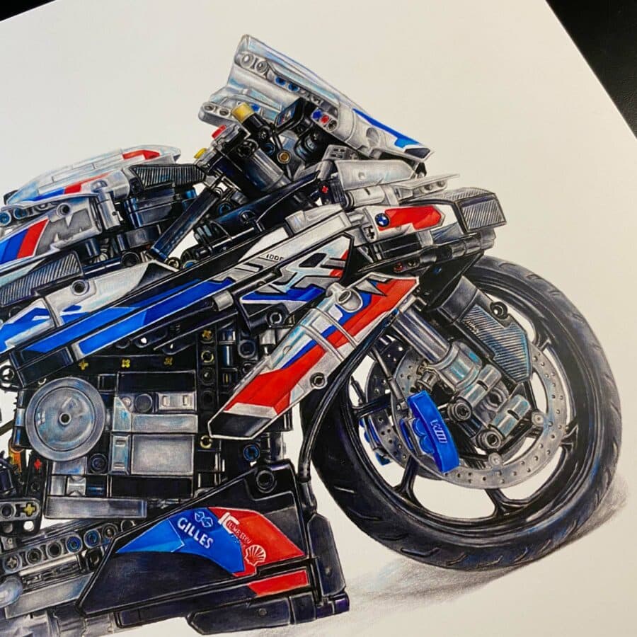 LEGO Technic BMW M 1000 RR (42130) Hand-Drawn Art Print - Limited Edition - Image 6