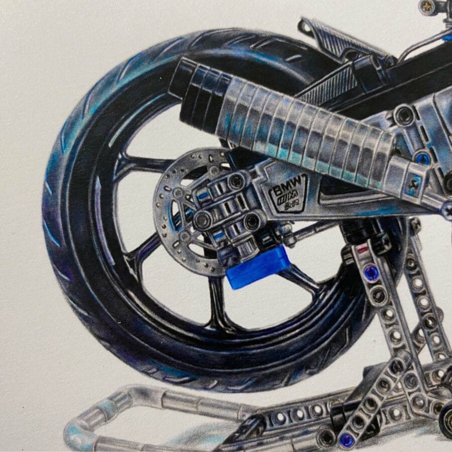 LEGO Technic BMW M 1000 RR (42130) Hand-Drawn Art Print - Limited Edition - Image 2