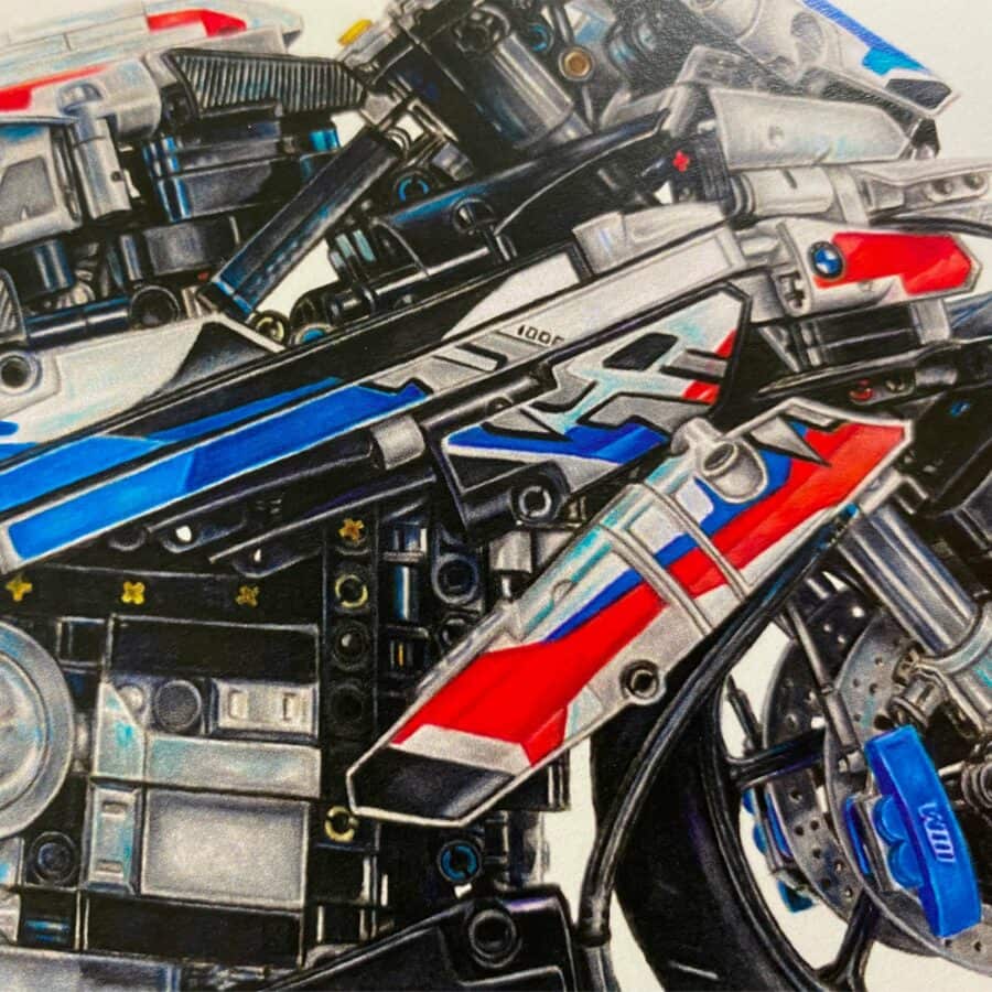 LEGO Technic BMW M 1000 RR (42130) Hand-Drawn Art Print - Limited Edition - Image 5