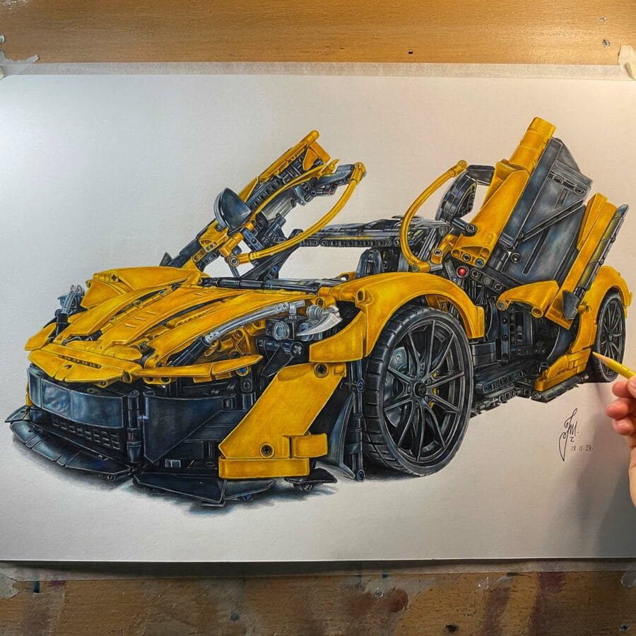 LEGO Technic McLaren P1™ (42172) Hand-Drawn Art Print - Limited Edition - Image 5