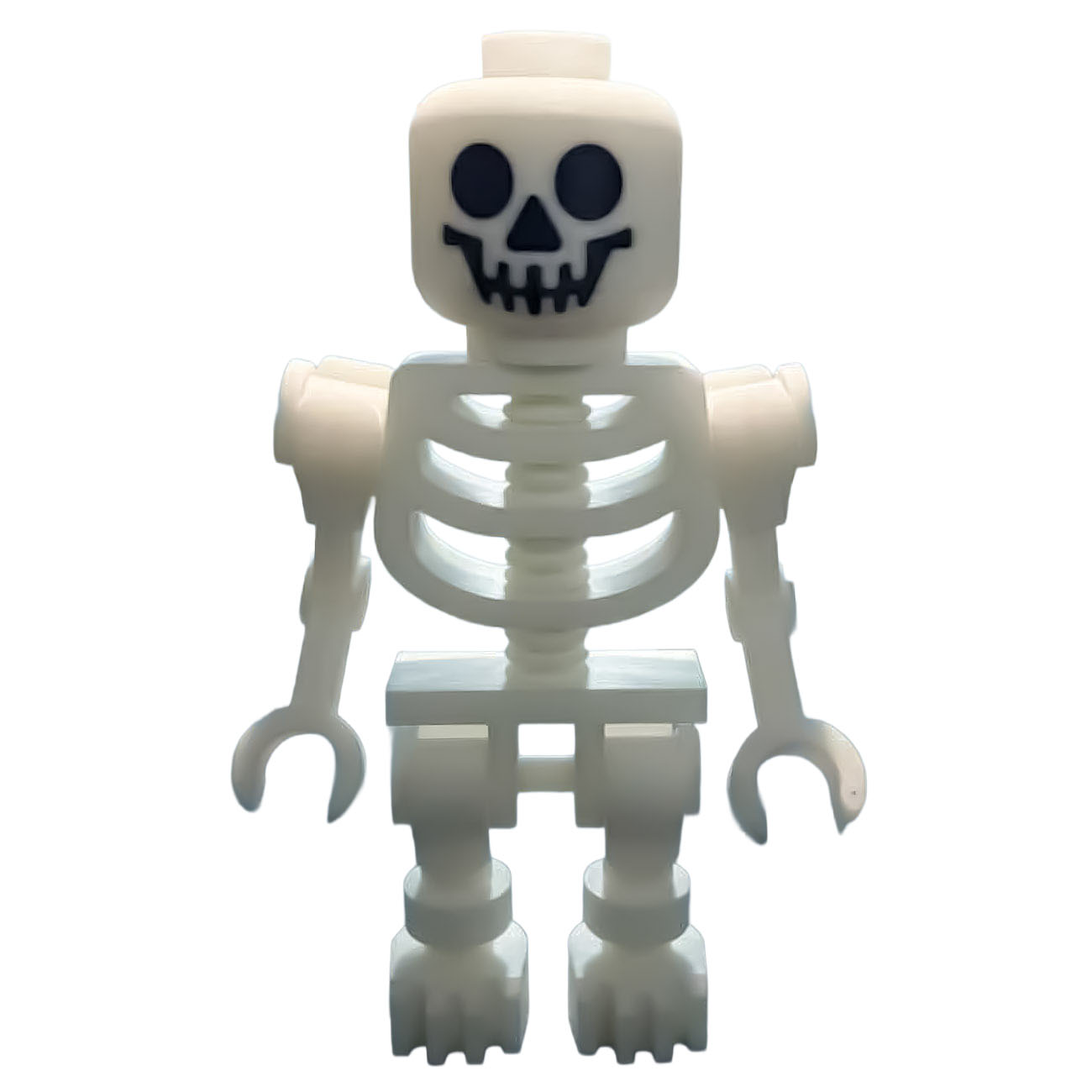 16-inch glow-in-the-dark skeleton figure on white background, Halloween display collectible, 3D printed by Petite Brique, available at Infinite Brick.