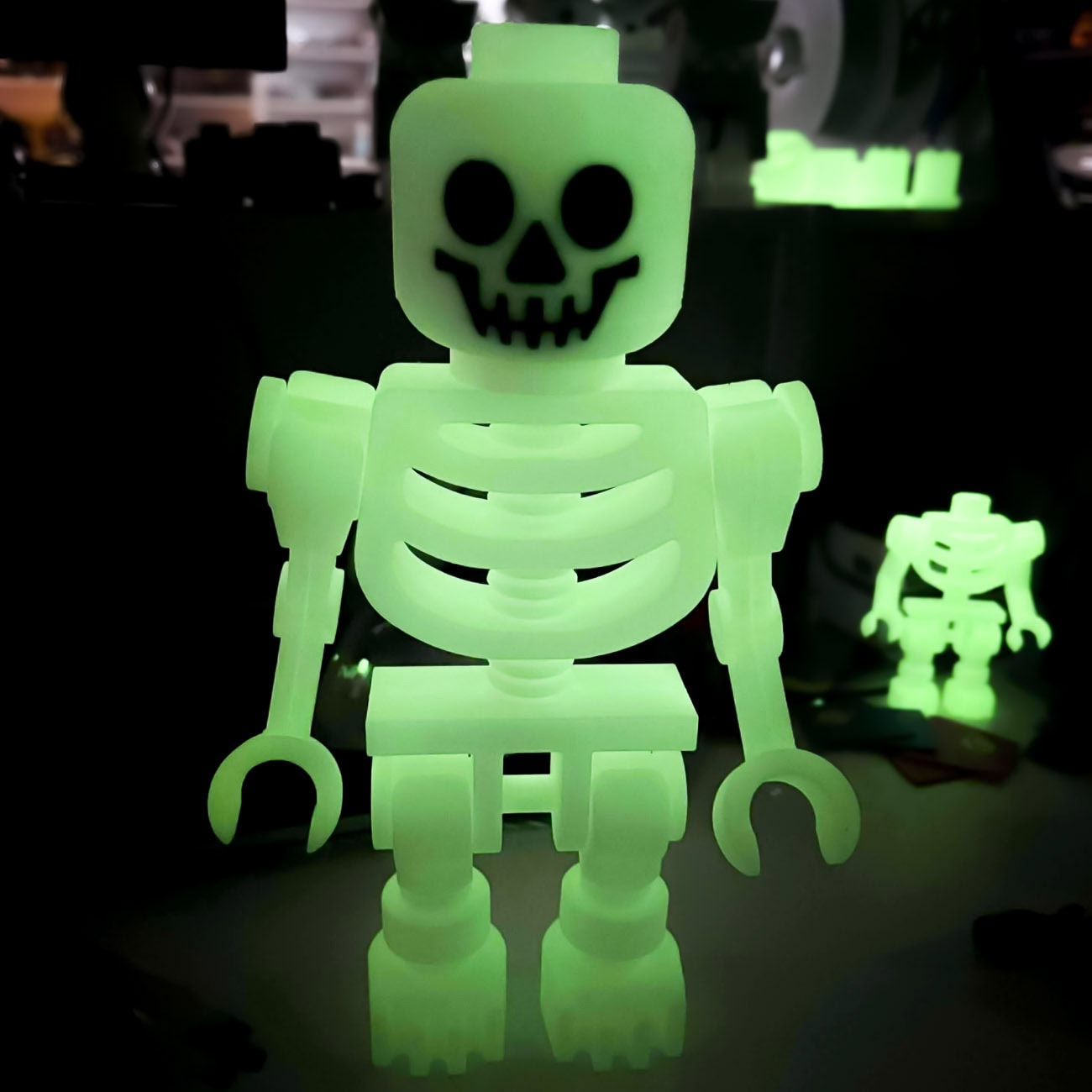 16-inch glowing skeleton figure, Halloween display collectible, 3D printed by Petite Brique, available at Infinite Brick.