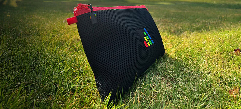 Red LEGO storage bag lifestyle shot - Brick Bagz