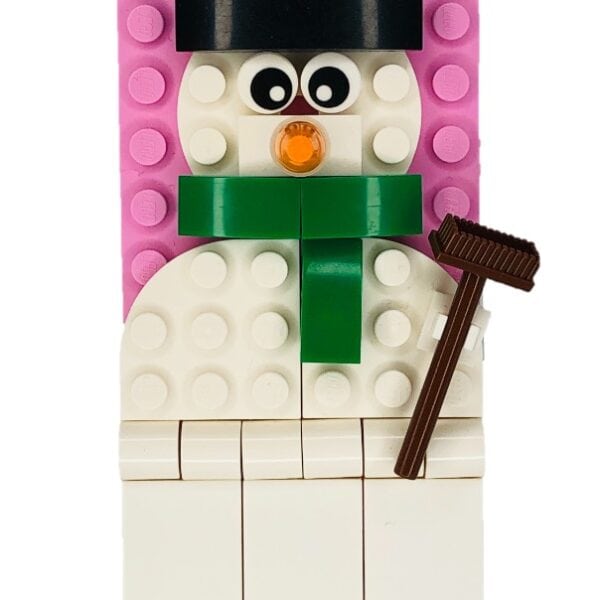 Brick and Books-pink snowman tag