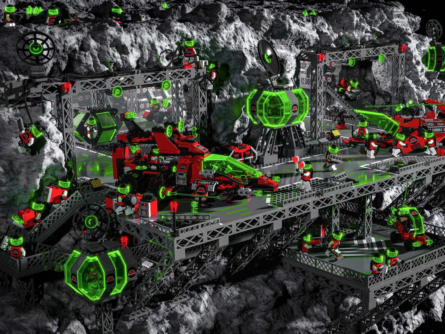 LEGO M:Tron asteroid base render by Mariusz Pietruszka