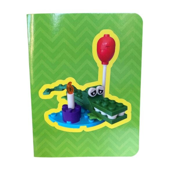 Front of the "Snappy Birthday" greeting card with illustrated crocodile design and card title