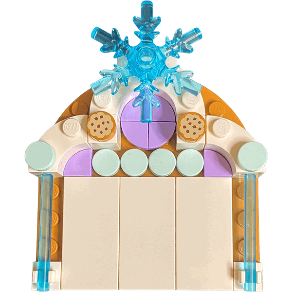 LEGO gingerbread house gift tag ornament in blue by Bricks and Books